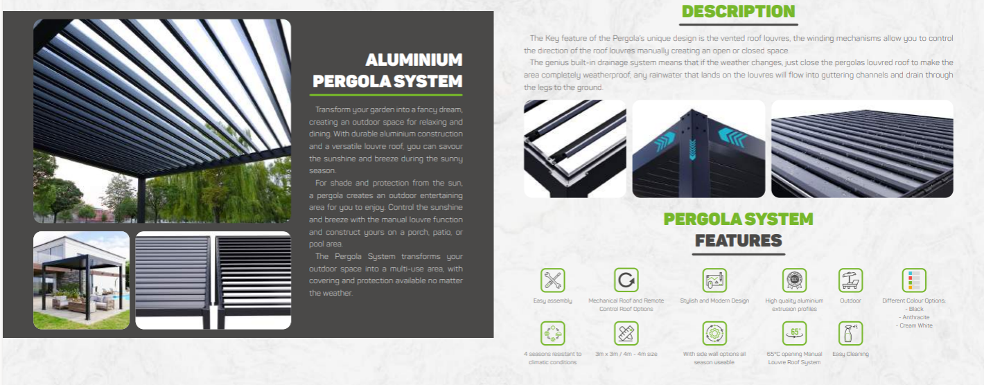 Pergola - Standardgrößen